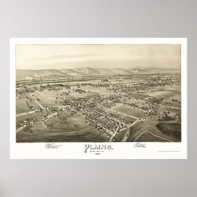 Plains, PA Panoramic Map - 1892 Poster (Front)