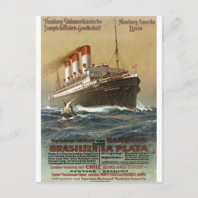Plakat der Hamburg 1899 - Cruise Ship Liner Postcard (Front)