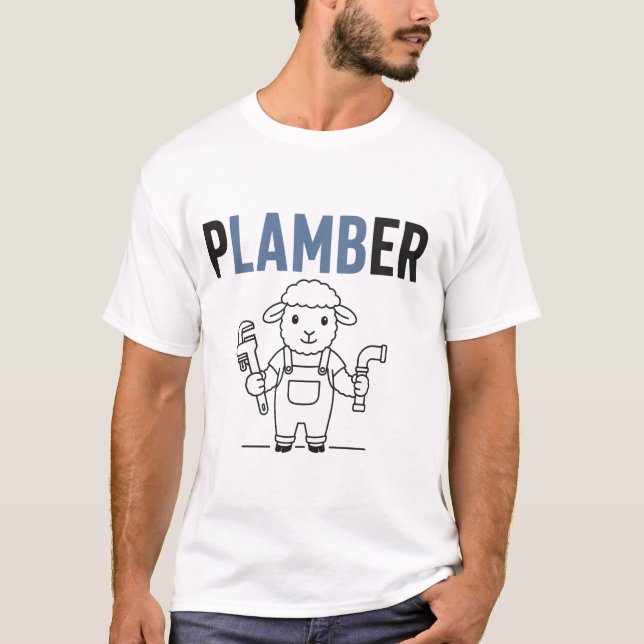 Plamber – Funny Sheep Plumber Pun T-Shirt (Front)