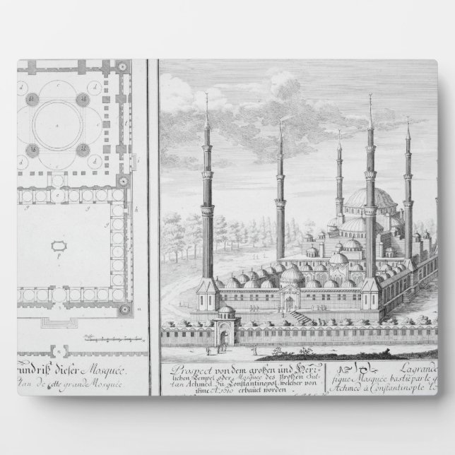 Plan and View of the Blue Mosque (1609-16), built Plaque (Front)