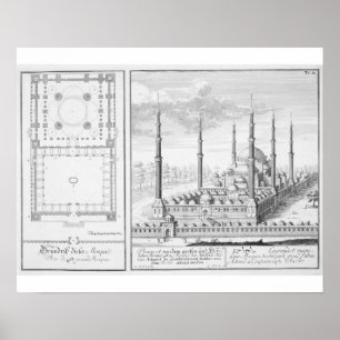 Plan and View of the Blue Mosque (1609-16), built Poster