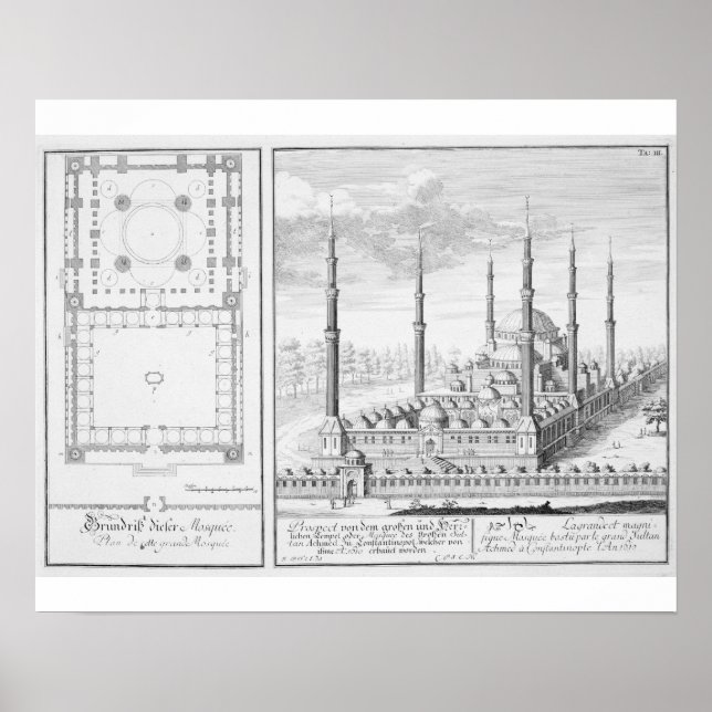 Plan and View of the Blue Mosque (1609-16), built Poster (Front)