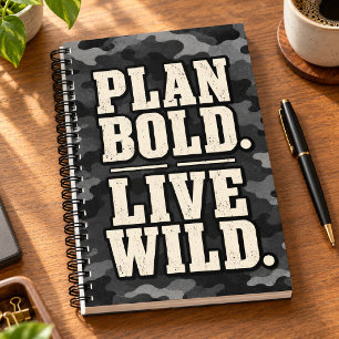 Plan Bold Live Wild Charcoal Camouflage Planner