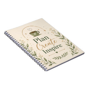 Plan Create Inspire - Elegant Botanical Spiral Not Notebook