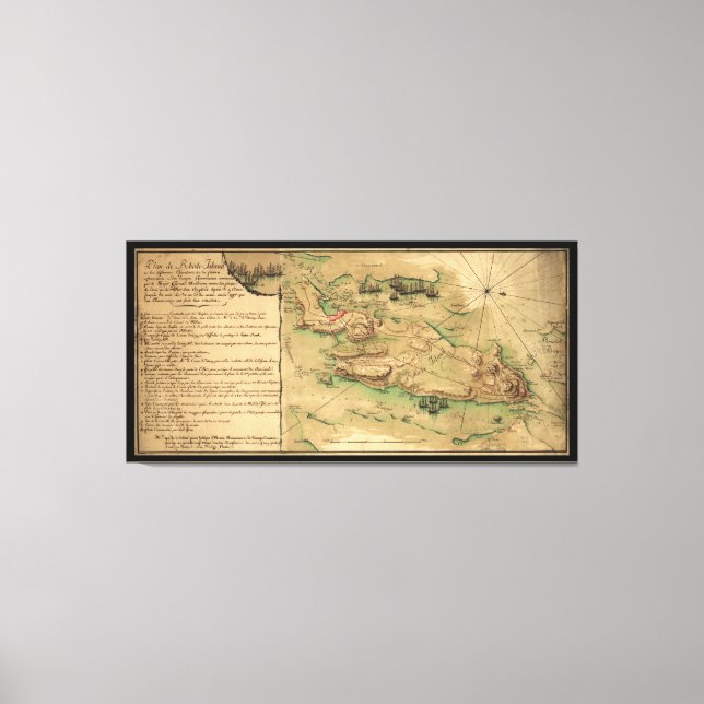Plan de Rhode Island Map (1778) Canvas Print (Front)