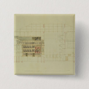 Plan for the Dresden Royal Theatre, c.1838 15 Cm Square Badge