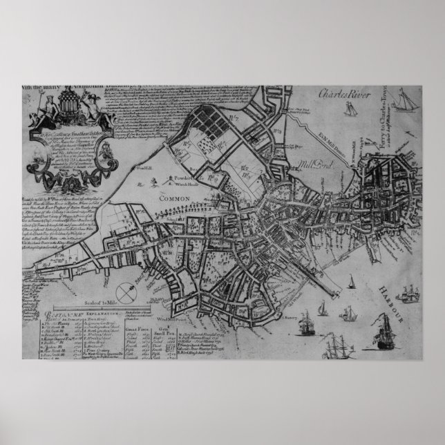 Plan of Boston, New England, 1739 Poster (Front)