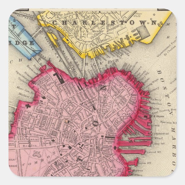 Plan Of Boston Square Sticker (Front)