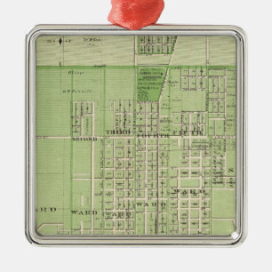 Plan of Davenport, Scott County, State of Iowa Metal Tree Decoration