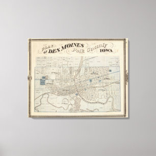 Plan of Des Moines, Polk County, Iowa Canvas Print