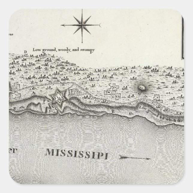 Plan Of Fort Baton Rouge Square Sticker (Front)