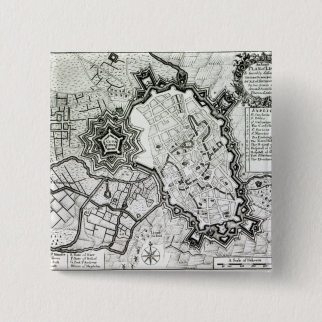 Plan of Lisle, 1736 15 Cm Square Badge (Front)