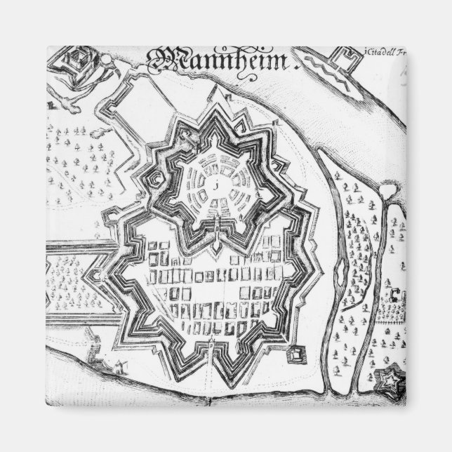 Plan of Mannheim, Germany 1690 Magnet (Front)