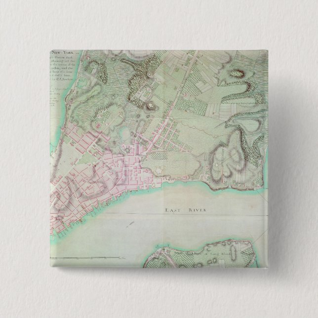 Plan of New York, 1776 15 Cm Square Badge (Front)