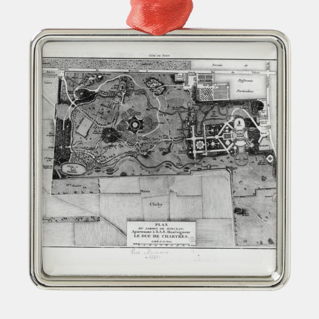 Plan of Parc Monceau in Paris Metal Tree Decoration (Front)