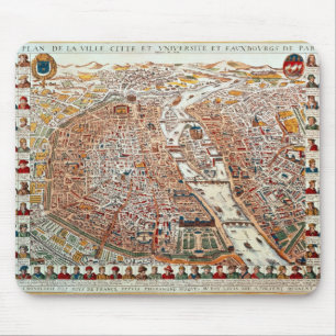 Plan of Paris bordered by a chronological Mouse Pad
