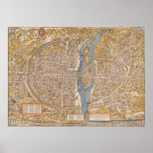 Plan of Paris by Truschet et Hoyau Circa 1550 Poster