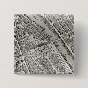 Plan of Paris, known as the 'Plan de Turgot' 15 Cm Square Badge