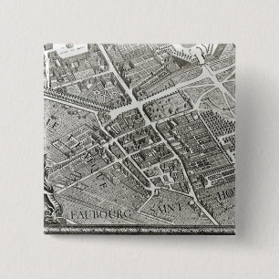 Plan of Paris, known as the 'Plan de Turgot' 15 Cm Square Badge
