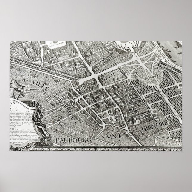 Plan of Paris, known as the 'Plan de Turgot' Poster (Front)