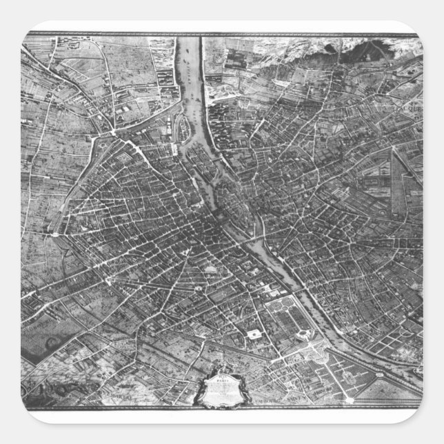 Plan of Paris, known as the 'Plan de Turgot' Square Sticker (Front)