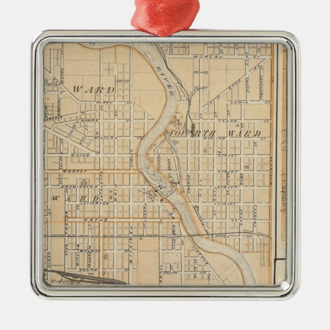 Plan of South Bend with Mishawaka Metal Tree Decoration (Front)