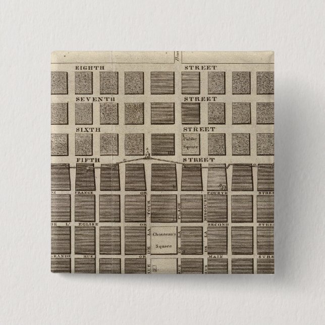 Plan of St. Louis, Missouri 15 Cm Square Badge (Front)
