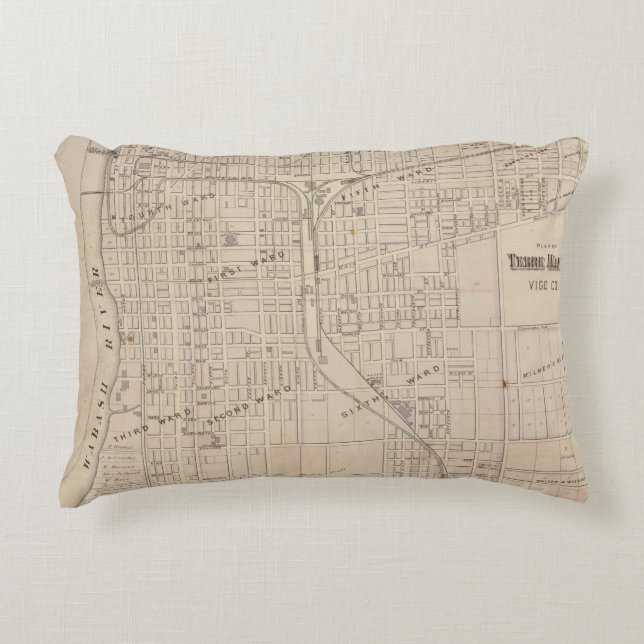 Plan of Terre Haute, Vigo Co Decorative Cushion (Front)