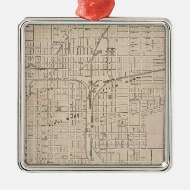 Plan of Terre Haute, Vigo Co Metal Tree Decoration (Front)