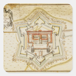 Plan of the citadel of Milan Square Sticker
