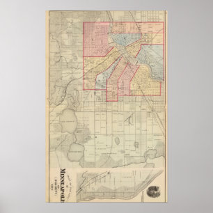 Plan of the City of Minneapolis and Vicinity Poster