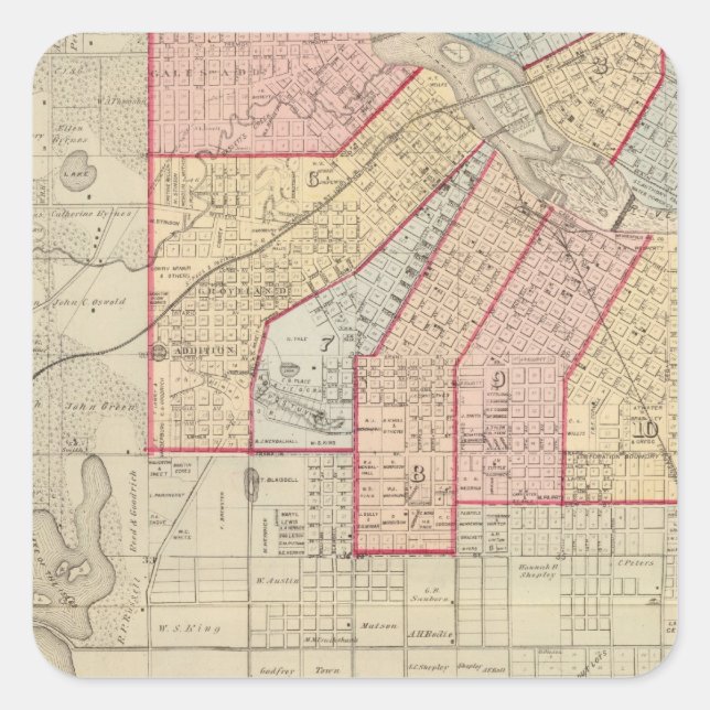 Plan of the City of Minneapolis and Vicinity Square Sticker (Front)