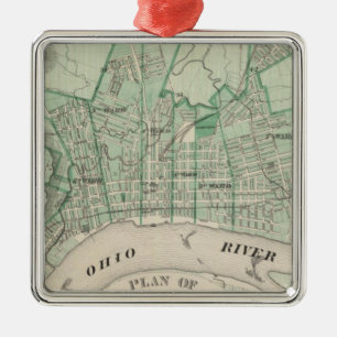 Plan of the City of New Albany, Floyd Co, Indiana Metal Tree Decoration