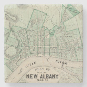 Plan of the City of New Albany, Floyd Co, Indiana Stone Coaster