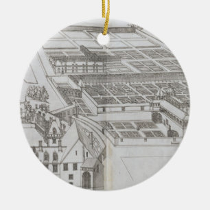 Plan of the enclosed gardens and Chateau de Gaillo Ceramic Tree Decoration