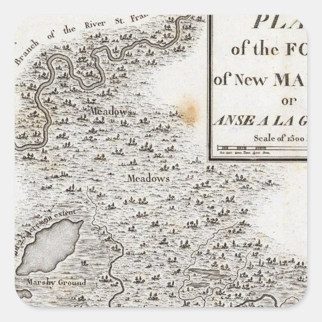 Plan of the Fort of New Madrid Square Sticker (Front)