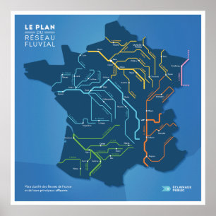 Plan of the French river network Poster