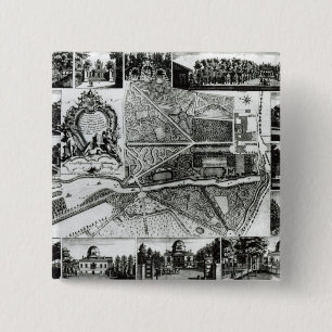 Plan of the Garden and View of the Houses at Chisw 15 Cm Square Badge