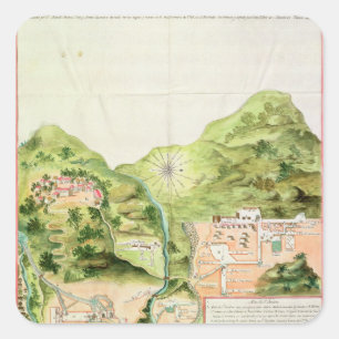 Plan of the Mines of Oaxaca, Mexico, 1785-87 Square Sticker