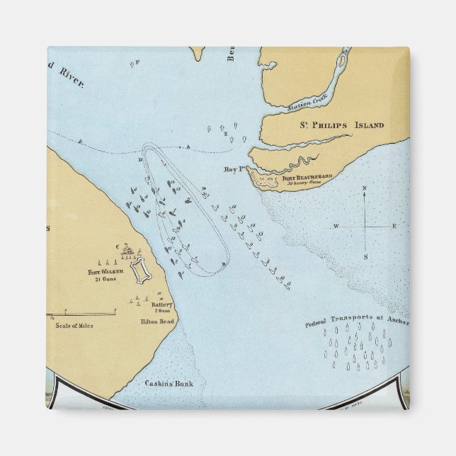 Plan of the Naval Attack And Capture of Port Royal Magnet (Front)