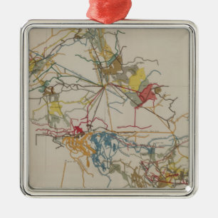 Plan of the New Almaden Mine Metal Tree Decoration