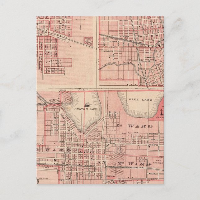 Plan of Warsaw with Pierceton, Plymouth Postcard (Front)