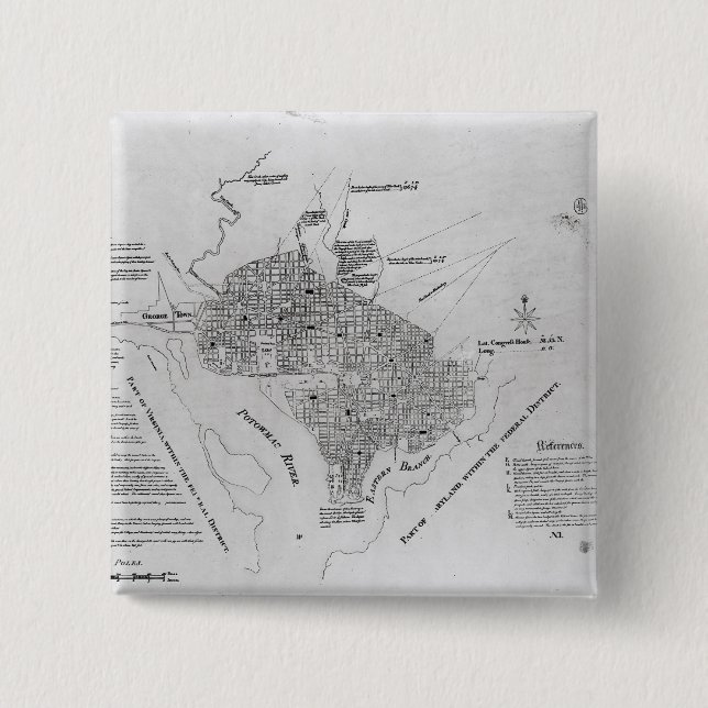 Plan of Washington D.C. 15 Cm Square Badge (Front)