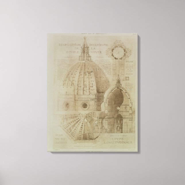 Plan, Section and Elevation of Florence Cathedral, Canvas Print (Front)