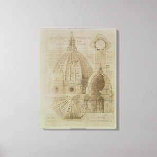 Plan, Section and Elevation of Florence Cathedral, Canvas Print
