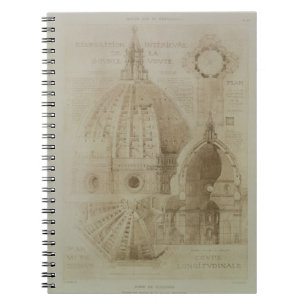 Plan, Section and Elevation of Florence Cathedral, Spiral Notebook