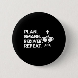 Plan. Smash. Recover. Repeat.' - Chess Boxing  6 Cm Round Badge