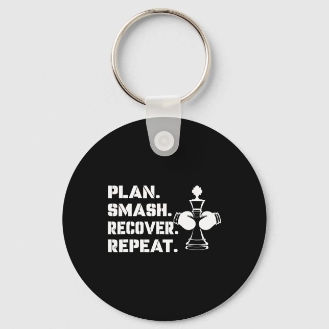 Plan. Smash. Recover. Repeat.' - Chess Boxing  Key Ring (Front)