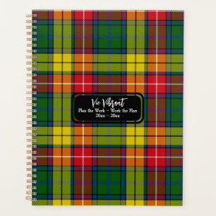 Plan the Work Personalised Green Red Yellow Plaid Planner
