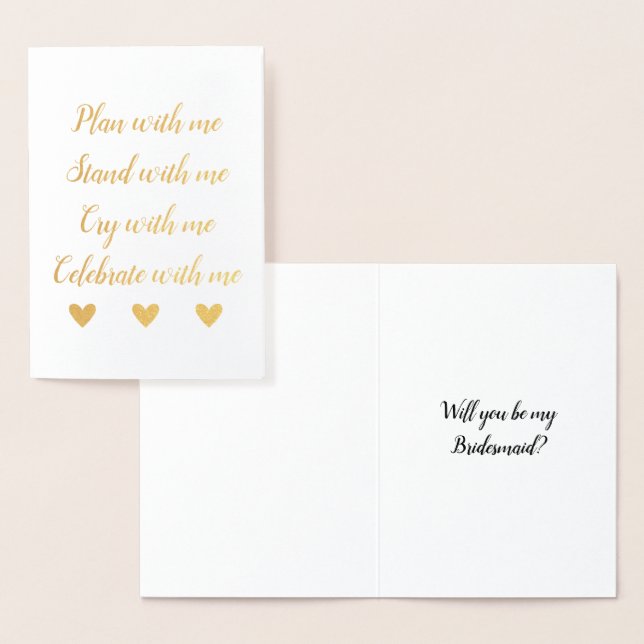 Plan With Me Stand With Me Bridesmaid Proposal Foil Card (Display)